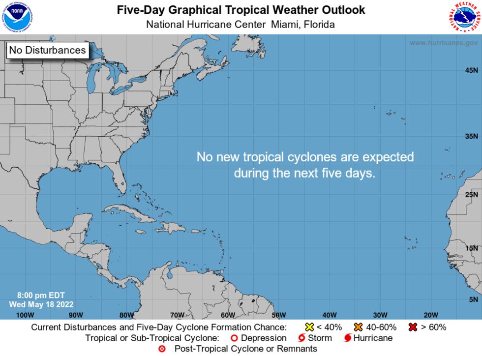 No tropical activity is expected in the Atlantic for the next 5 days. Thanks Saharan Dust!