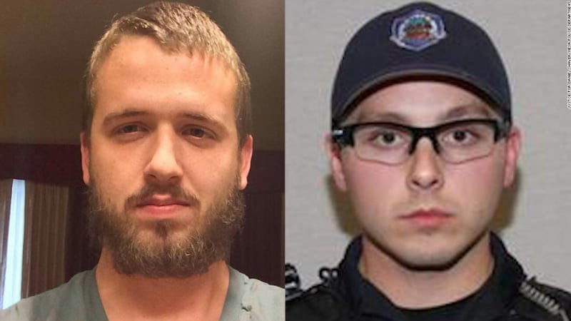 A police officer (right) who was acquitted of murder after he killed an unarmed man (left) in...