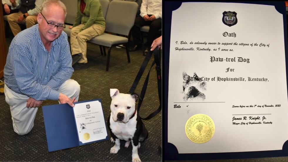 Bolo even “signed” an oath with ink on his paw. The oath reads, “I, Bolo, do solemnly swear to...