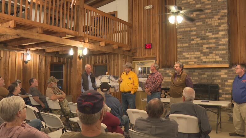 Residents met with officials addressing concerns on the Cheniere Lake bridge and dam project.