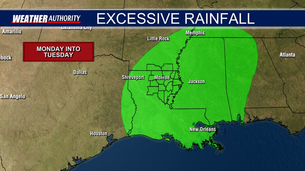 Excessive Rainfall Outlook for Monday, November 20th, 2023.