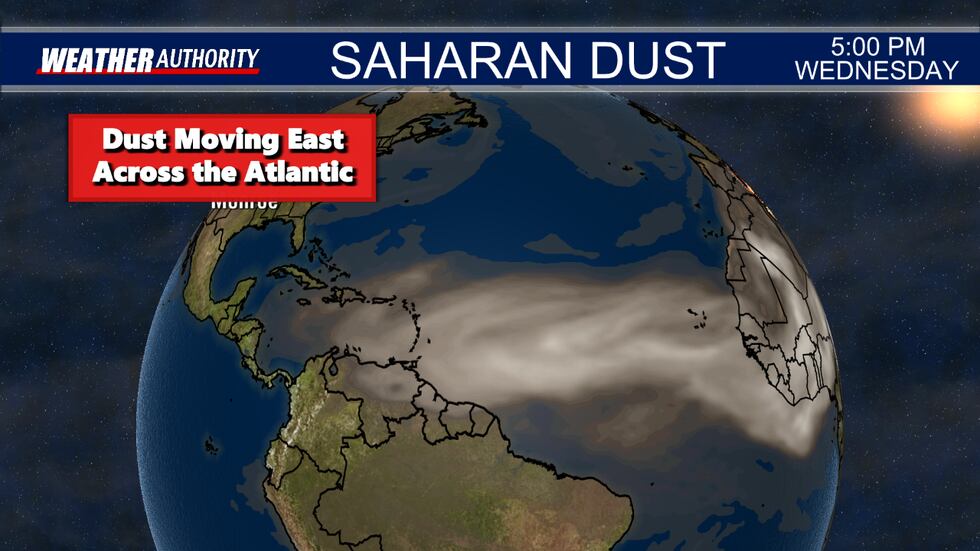 Current location of the Saharan dust plume
